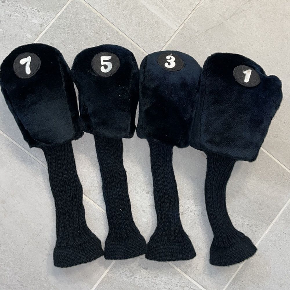 Navy Blue 1,3,5,7 vintage style barrel golf head covers head cover long neck